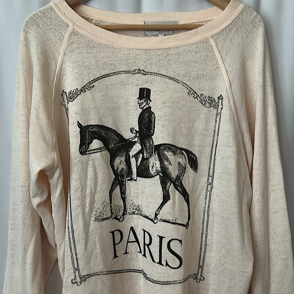 Wildfox Peach Paris Long Sleeve Sweater Shirt Top **Size L** 🌸🌸 - Picture 3 of 5